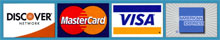 We accepts Visa, Mastercard, Discover and American Express